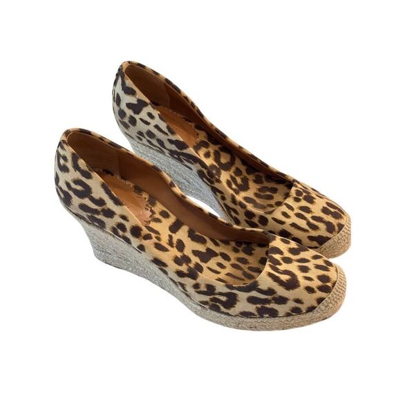 J.Crew Leopard Print Espadrille Wedge Heels Size 9 | Canvas Animal Print Summer - Picture 8 of 9
